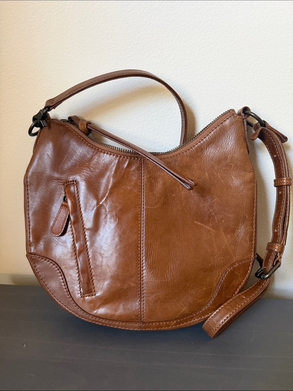 Frye Cognac Brown Leather Crossbody Hobo